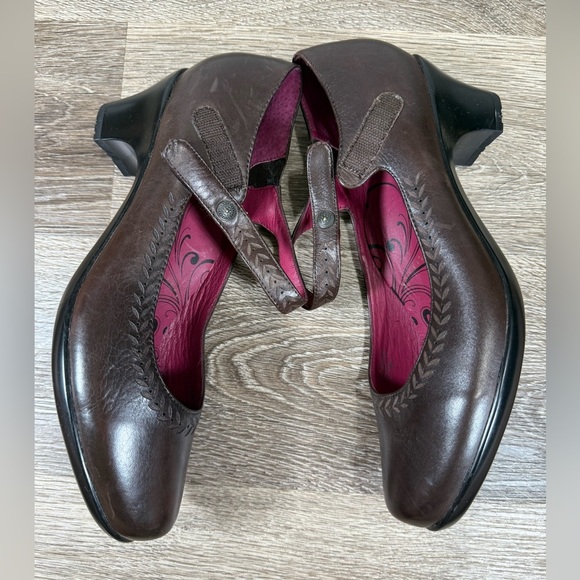 Abeo Shoes Women Sz9.5 Brown 2" Heel Mary Jane Velcro Strap Closure Orthotic - Picture 3 of 5